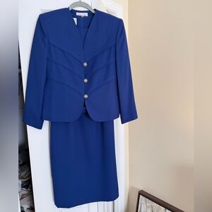 Henry Lee Elegant Blue Dress with belt & blazer
